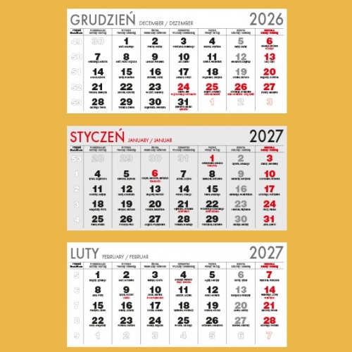 Kalendaria trójdzielne szare