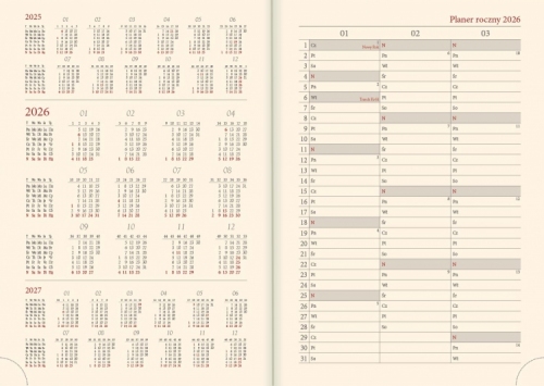 Kalendarz książkowy dzienny B6 GOŹDZIKI