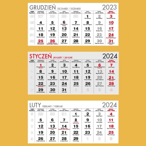 Kalendaria trójdzielne szare