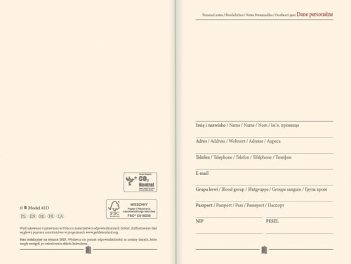 Kalendarz książkowy dzienny B6 BORDOWY