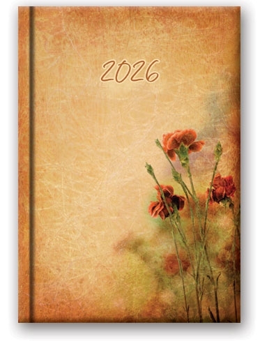 Kalendarz książkowy dzienny B6 GOŹDZIKI